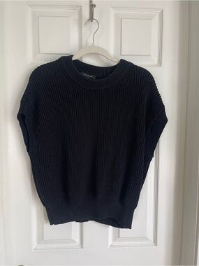 Ann Taylor Black Chunky Knit Crewneck Sweater